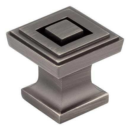 Jeffrey Alexander [585BNBDL] Die Cast Zinc Cabinet Knob - Delmar Series - Small - Brushed Pewter Finish - 1" Sq.