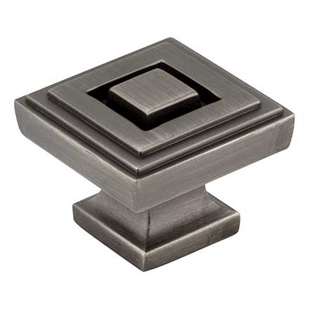 Jeffrey Alexander [585L-BNBDL] Die Cast Zinc Cabinet Knob - Delmar Series - Large - Brushed Pewter Finish - 1 1/4&quot; Sq.