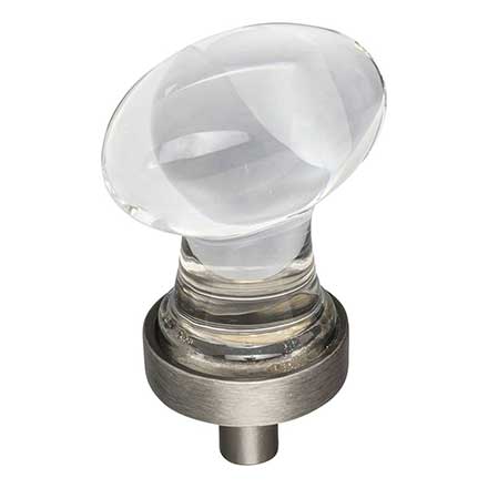 Jeffrey Alexander [G110BNBDL] Glass Cabinet Knob - Harlow Series - Small Egg - Clear - Brushed Pewter Stem - 1 1/4&quot; L