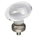 Jeffrey Alexander [G110L-BNBDL] Glass Cabinet Knob - Harlow Series - Large Egg - Clear - Brushed Pewter Stem - 1 5/8" L