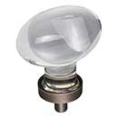 Jeffrey Alexander [G110L-DBAC] Glass Cabinet Knob - Harlow Series - Large Egg - Clear - Brushed Oil Rubbed Bronze Stem - 1 5/8&quot; L