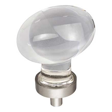 Jeffrey Alexander [G110L-SN] Glass Cabinet Knob - Harlow Series - Large Egg - Clear - Satin Nickel Stem - 1 5/8&quot; L