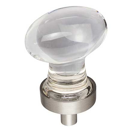 Jeffrey Alexander [G110SN] Glass Cabinet Knob - Harlow Series - Small Egg - Clear - Satin Nickel Stem - 1 1/4&quot; L