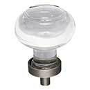 Jeffrey Alexander [G120BNBDL] Glass Cabinet Knob - Harlow Series - Small Button - Clear - Brushed Pewter Stem - 1 7/16" Dia.