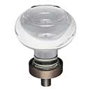 Jeffrey Alexander [G120DBAC] Glass Cabinet Knob - Harlow Series - Small Button - Clear - Brushed Oil Rubbed Bronze Stem - 1 7/16&quot; Dia.