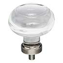 Jeffrey Alexander [G120L-BNBDL] Glass Cabinet Knob - Harlow Series - Large Button - Clear - Brushed Pewter Stem - 1 3/4" Dia.
