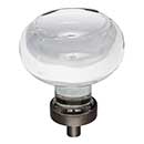 Jeffrey Alexander [G120L-DBAC] Glass Cabinet Knob - Harlow Series - Large Button - Clear - Brushed Oil Rubbed Bronze Stem - 1 3/4&quot; Dia.