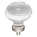 Jeffrey Alexander [G120L-SN] Glass Cabinet Knob - Harlow Series - Large Button - Clear - Satin Nickel Stem - 1 3/4&quot; Dia.