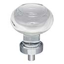 Jeffrey Alexander [G120PC] Glass Cabinet Knob - Harlow Series - Small Button - Clear - Polished Chrome Stem - 1 7/16" Dia.