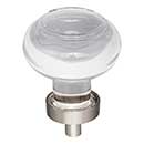 Jeffrey Alexander [G120SN] Glass Cabinet Knob - Harlow Series - Small Button - Clear - Satin Nickel Stem - 1 7/16&quot; Dia.
