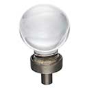 Jeffrey Alexander [G130BNBDL] Glass Cabinet Knob - Harlow Series - Small Sphere - Clear - Brushed Pewter Stem - 1 1/16" Dia.
