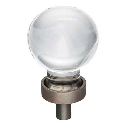 Jeffrey Alexander [G130DBAC] Glass Cabinet Knob - Harlow Series - Small Sphere - Clear - Brushed Oil Rubbed Bronze Stem - 1 1/16&quot; Dia.