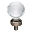 Jeffrey Alexander [G130DBAC] Glass Cabinet Knob - Harlow Series - Small Sphere - Clear - Brushed Oil Rubbed Bronze Stem - 1 1/16&quot; Dia.