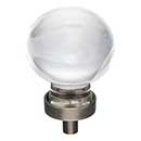 Jeffrey Alexander [G130L-BNBDL] Glass Cabinet Knob - Harlow Series - Large Sphere - Clear - Brushed Pewter Stem - 1 3/8" Dia.