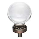 Jeffrey Alexander [G130L-DBAC] Glass Cabinet Knob - Harlow Series - Large Sphere - Clear - Brushed Oil Rubbed Bronze Stem - 1 3/8&quot; Dia.