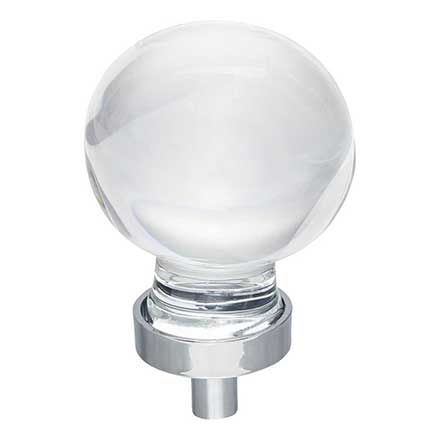 Jeffrey Alexander [G130L-PC] Glass Cabinet Knob - Harlow Series - Large Sphere - Clear - Polished Chrome Stem - 1 3/8&quot; Dia.