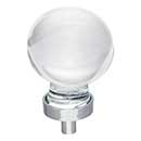 Jeffrey Alexander [G130L-PC] Glass Cabinet Knob - Harlow Series - Large Sphere - Clear - Polished Chrome Stem - 1 3/8" Dia.