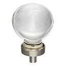 Jeffrey Alexander [G130L-SN] Glass Cabinet Knob - Harlow Series - Large Sphere - Clear - Satin Nickel Stem - 1 3/8&quot; Dia.