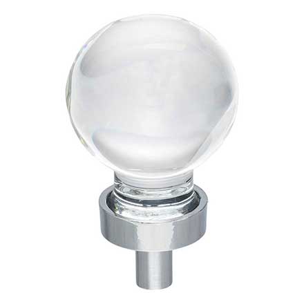 Jeffrey Alexander [G130PC] Glass Cabinet Knob - Harlow Series - Small Sphere - Clear - Polished Chrome Stem - 1 1/16&quot; Dia.