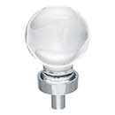 Jeffrey Alexander [G130PC] Glass Cabinet Knob - Harlow Series - Small Sphere - Clear - Polished Chrome Stem - 1 1/16" Dia.