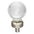 Jeffrey Alexander [G130SN] Glass Cabinet Knob - Harlow Series - Small Sphere - Clear - Satin Nickel Stem - 1 1/16&quot; Dia.