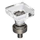 Jeffrey Alexander [G140BNBDL] Glass Cabinet Knob - Harlow Series - Small Square - Clear - Brushed Pewter Stem - 1" Sq.