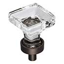 Jeffrey Alexander [G140DBAC] Glass Cabinet Knob - Harlow Series - Small Square - Clear - Brushed Oil Rubbed Bronze Stem - 1&quot; Sq.