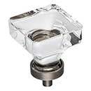 Jeffrey Alexander [G140L-BNBDL] Glass Cabinet Knob - Harlow Series - Large Square - Clear - Brushed Pewter Stem - 1 3/8" Sq.