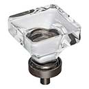 Jeffrey Alexander [G140L-DBAC] Glass Cabinet Knob - Harlow Series - Large Square - Clear - Brushed Oil Rubbed Bronze Stem - 1 3/8&quot; Sq.