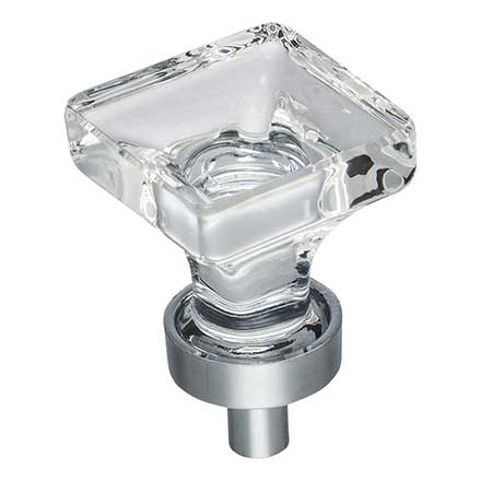 Jeffrey Alexander [G140PC] Glass Cabinet Knob - Harlow Series - Small Square - Clear - Polished Chrome Stem - 1&quot; Sq.