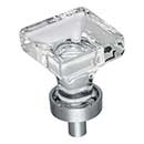 Jeffrey Alexander [G140PC] Glass Cabinet Knob - Harlow Series - Small Square - Clear - Polished Chrome Stem - 1&quot; Sq.