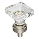 Jeffrey Alexander [G140SN] Glass Cabinet Knob - Harlow Series - Small Square - Clear - Satin Nickel Stem - 1&quot; Sq.