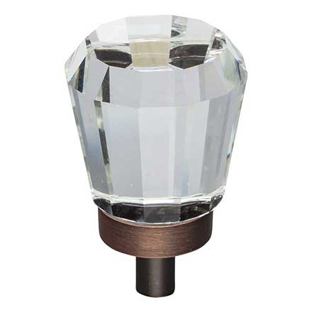 Jeffrey Alexander [G150DBAC] Glass Cabinet Knob - Harlow Series - Small Faceted - Clear - Brushed Oil Rubbed Bronze Stem - 1&quot; Dia.