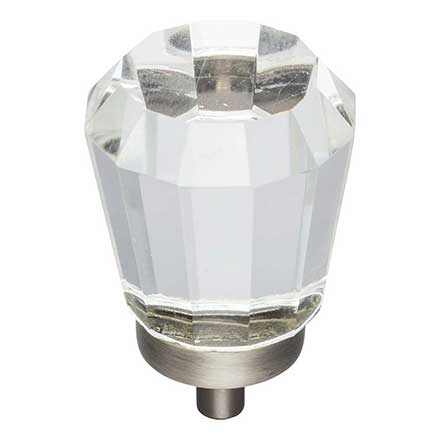 Jeffrey Alexander [G150L-BNBDL] Glass Cabinet Knob - Harlow Series - Large Faceted - Clear - Brushed Pewter Stem - 1 1/4" Dia.