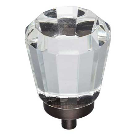 Jeffrey Alexander [G150L-DBAC] Glass Cabinet Knob - Harlow Series - Large Faceted - Clear - Brushed Oil Rubbed Bronze Stem - 1 1/4&quot; Dia.