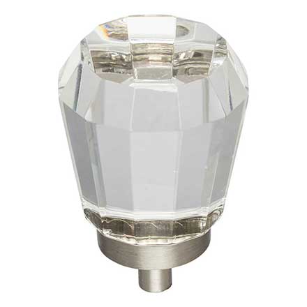 Jeffrey Alexander [G150L-SN] Glass Cabinet Knob - Harlow Series - Large Faceted - Clear - Satin Nickel Stem - 1 1/4&quot; Dia.