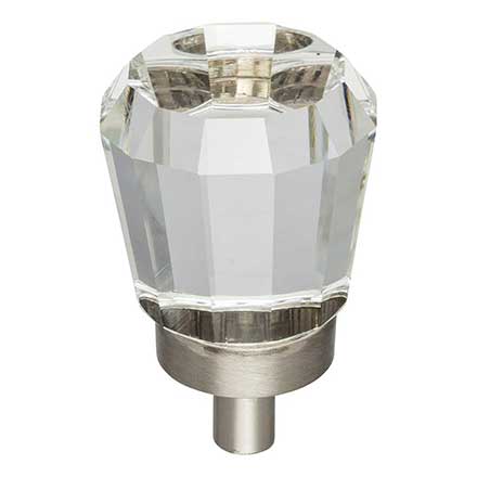 Jeffrey Alexander [G150SN] Glass Cabinet Knob - Harlow Series - Small Faceted - Clear - Satin Nickel Stem - 1" Dia.