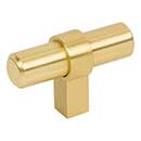 Jeffrey Alexander [51BG] Die Cast Zinc Cabinet T-Knob - Key Grande Series - Brushed Gold Finish - 2&quot; L