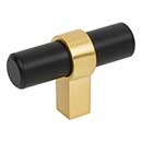 Jeffrey Alexander [51MBBG] Die Cast Zinc Cabinet T-Knob - Key Grande Series - Matte Black &amp; Brushed Gold Finish - 2&quot; L