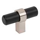 Jeffrey Alexander [51MBSN] Die Cast Zinc Cabinet T-Knob - Key Grande Series - Matte Black & Satin Nickel Finish - 2" L