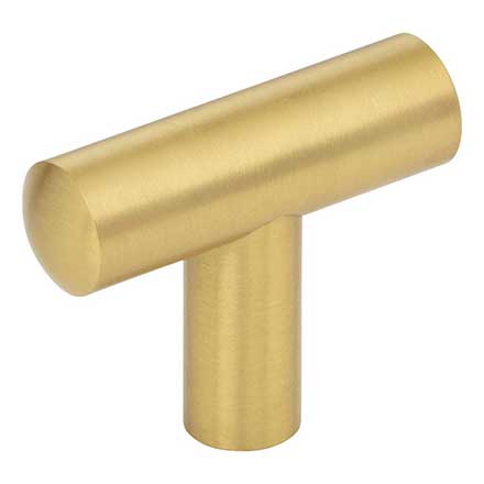 Jeffrey Alexander [48BG] Plated Steel Cabinet T Knob - Key West Series - Brushed Gold Finish - 1 7/8" L