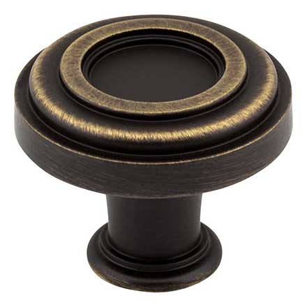 Jeffrey Alexander [317ABSB] Die Cast Zinc Cabinet Knob - Lafayette Series - Antique Brushed Satin Brass Finish - 1 3/8" Dia.