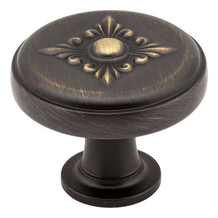 Jeffrey Alexander [417ABSB] Die Cast Zinc Cabinet Knob - Lafayette Series - Antique Brushed Satin Brass Finish - 1 3/8" Dia.