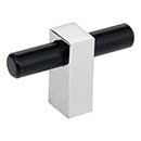 Jeffrey Alexander [478T-MBPC] Die Cast Zinc Cabinet T-Knob - Larkin 1 Series - Matte Black & Polished Chrome Finish - 2 3/8" L