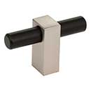 Jeffrey Alexander [478T-MBSN] Die Cast Zinc Cabinet T-Knob - Larkin 1 Series - Matte Black & Satin Nickel Finish - 2 3/8" L