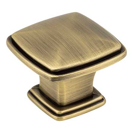 Jeffrey Alexander [1091AB] Die Cast Zinc Cabinet Knob - Milan 1 Series - Brushed Antique Brass Finish - 1 3/16&quot; Sq.