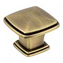 Jeffrey Alexander [1091AB] Die Cast Zinc Cabinet Knob - Milan 1 Series - Brushed Antique Brass Finish - 1 3/16" Sq.