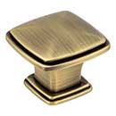 Jeffrey Alexander [1091AB] Die Cast Zinc Cabinet Knob - Milan 1 Series - Brushed Antique Brass Finish - 1 3/16" Sq.