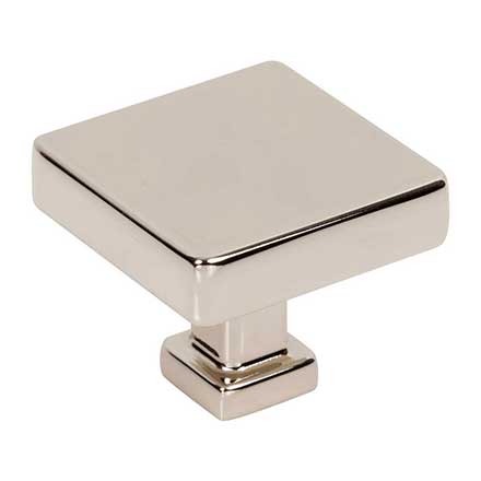 Jeffrey Alexander [229NI] Die Cast Zinc Cabinet Knob - Nash Series - Polished Nickel Finish - 1 3/8" Sq.