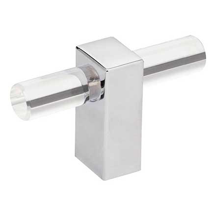 Jeffrey Alexander [578T-PC] Acrylic Cabinet T-Knob - Spencer Series - Clear - Polished Chrome Finish Stem - 2 3/8&quot; L